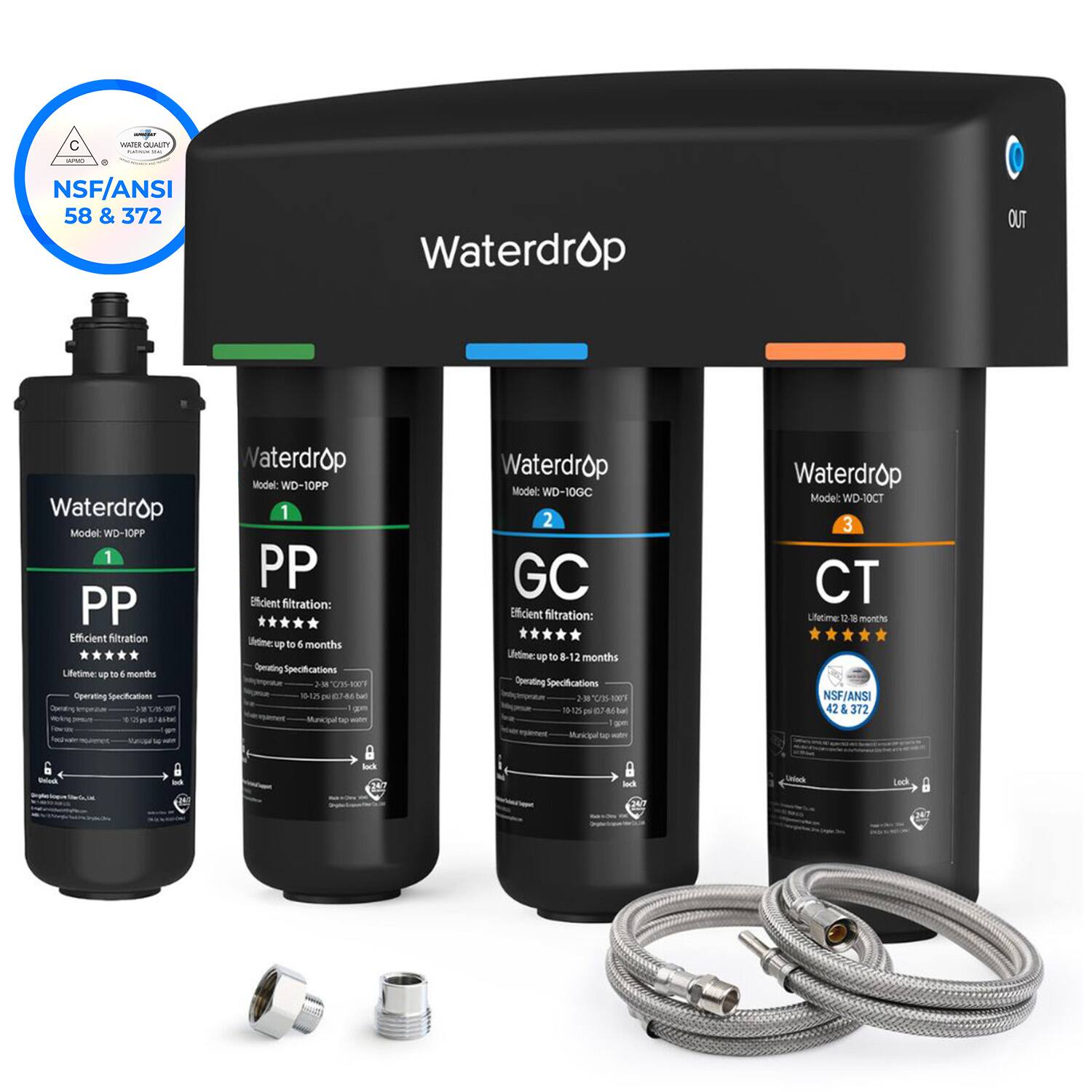 Waterdrop - TSA Under Sink Water Filter System Extra 10PP - Black
