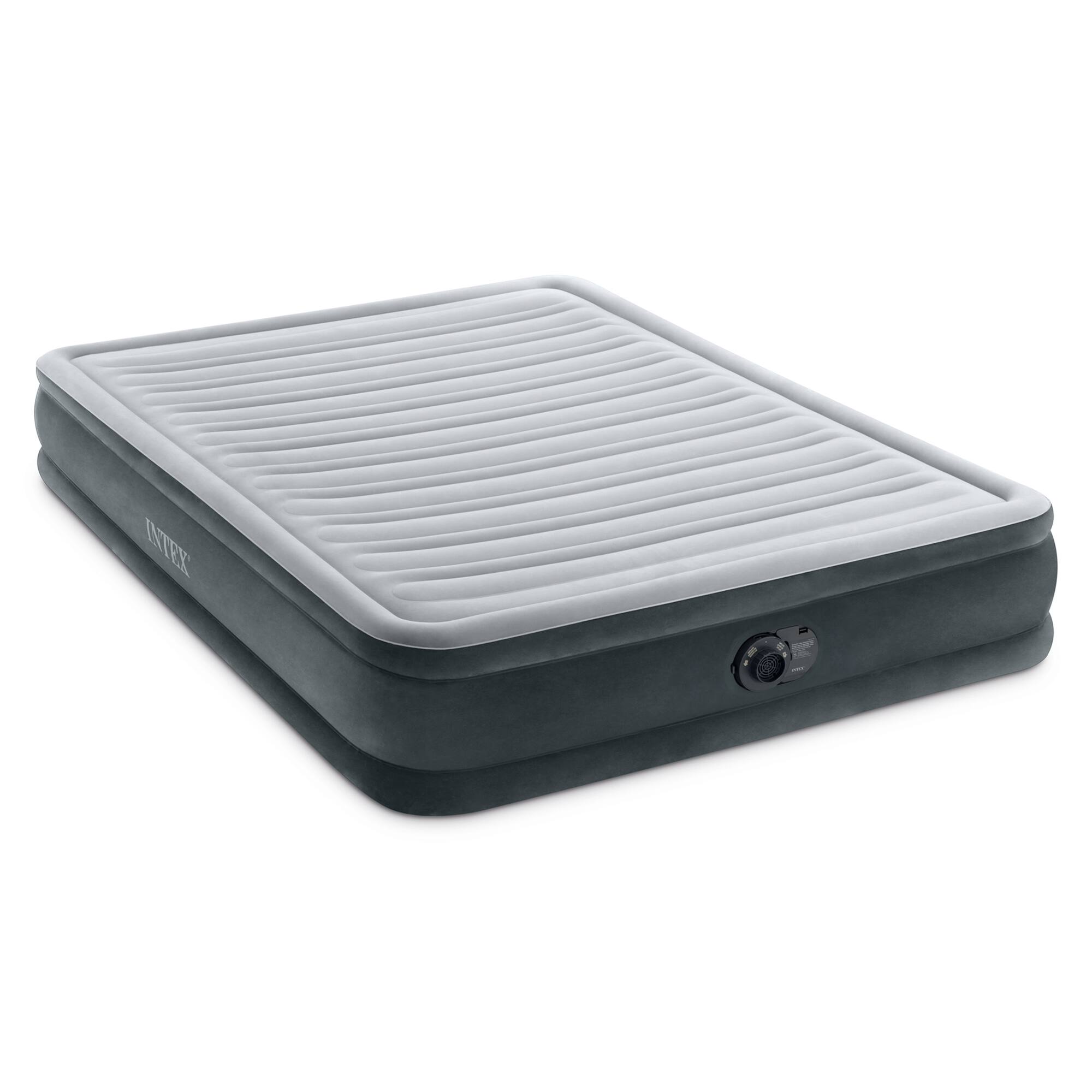 Alt View 8. Intex - Intex Comfort Deluxe Dura-Beam Plush Air Mattress Bed with Built-In Pump, Queen - Gray.