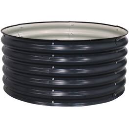 Sunnydaze - Galvalume Steel Round Raised Garden Bed - 36 in - Dark Gray