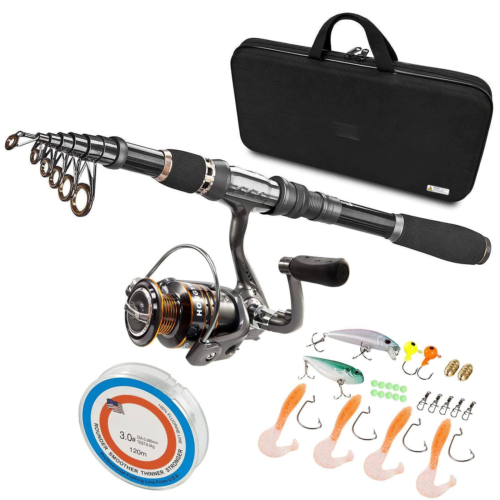 NICHOLAS KLEIN - Fishing Rod Telescopic And Reel Combo Collapsible Travel Pole Starter Kit Carbon Fiber Rods 12 - Full Kit with Carrier Case 2.4M 7.87FT