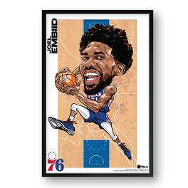 Sporticulture - Joel Embiid Philadelphia 76ers Framed 27" x 39" Player Caricature Art - Multicolor