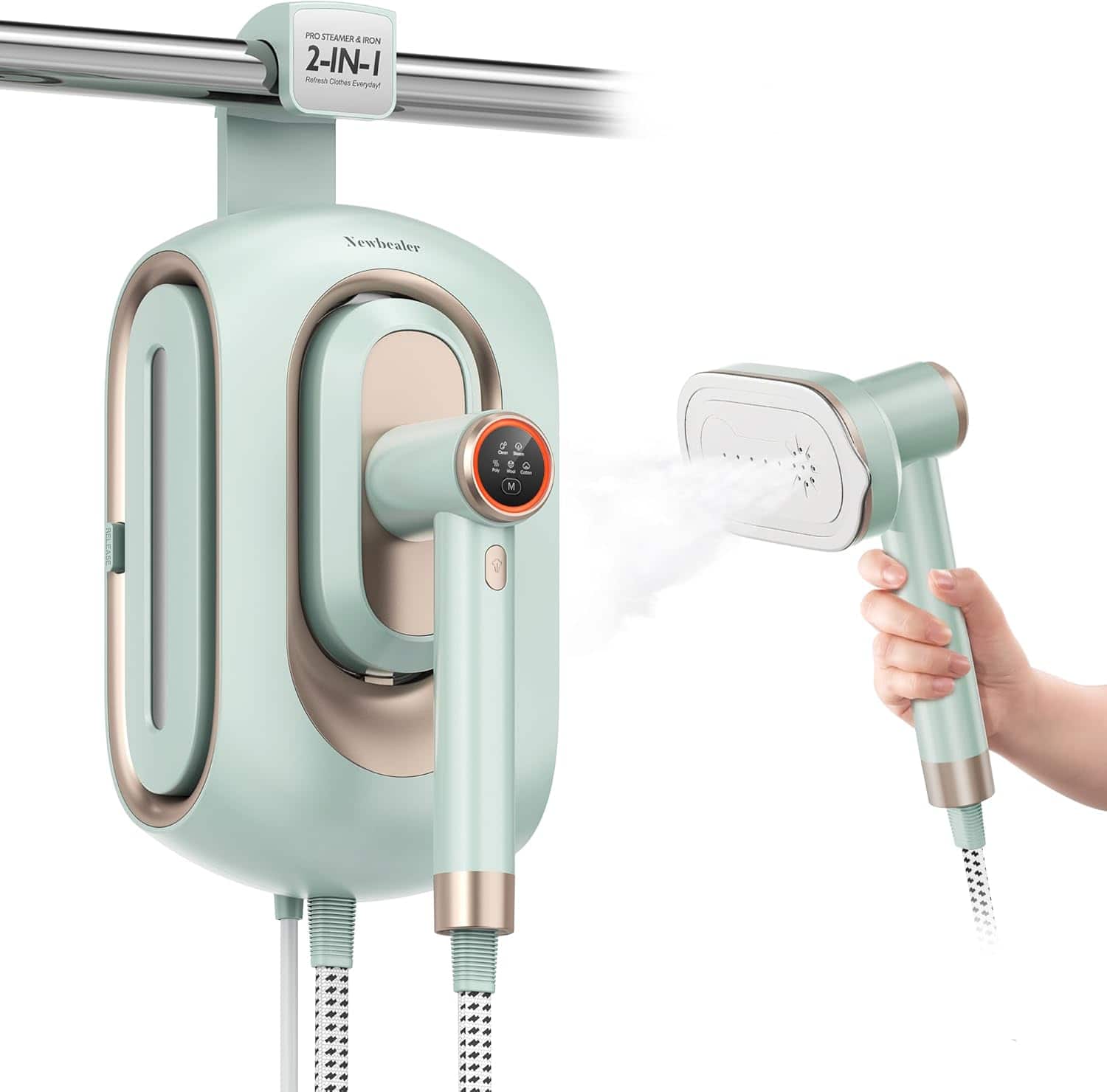 PRO STEAMER & IRON  
2-IN-1  
Refresh Clothes Everyday  

Newbealer