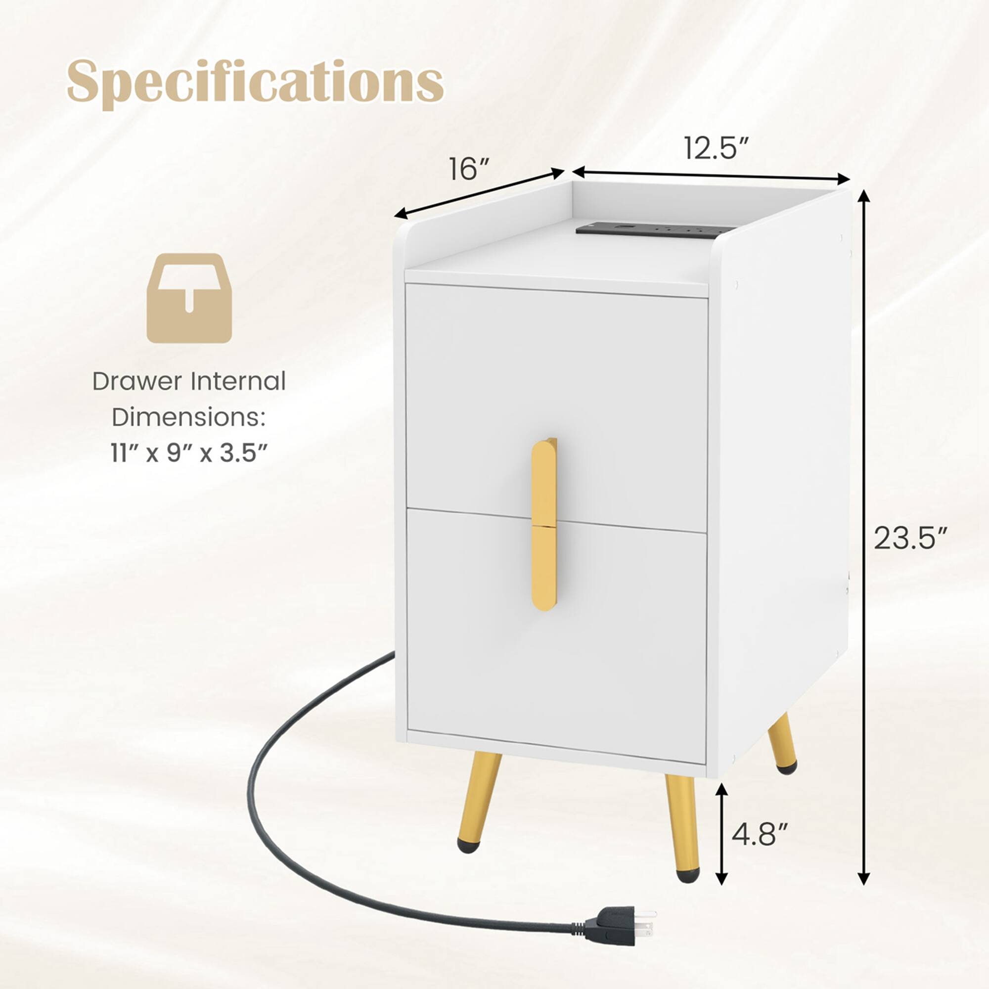 Specifications: 16" 12.5" Drawer Internal Dimensions: 11" X 9" X 3.5" 23.5" 4.8"