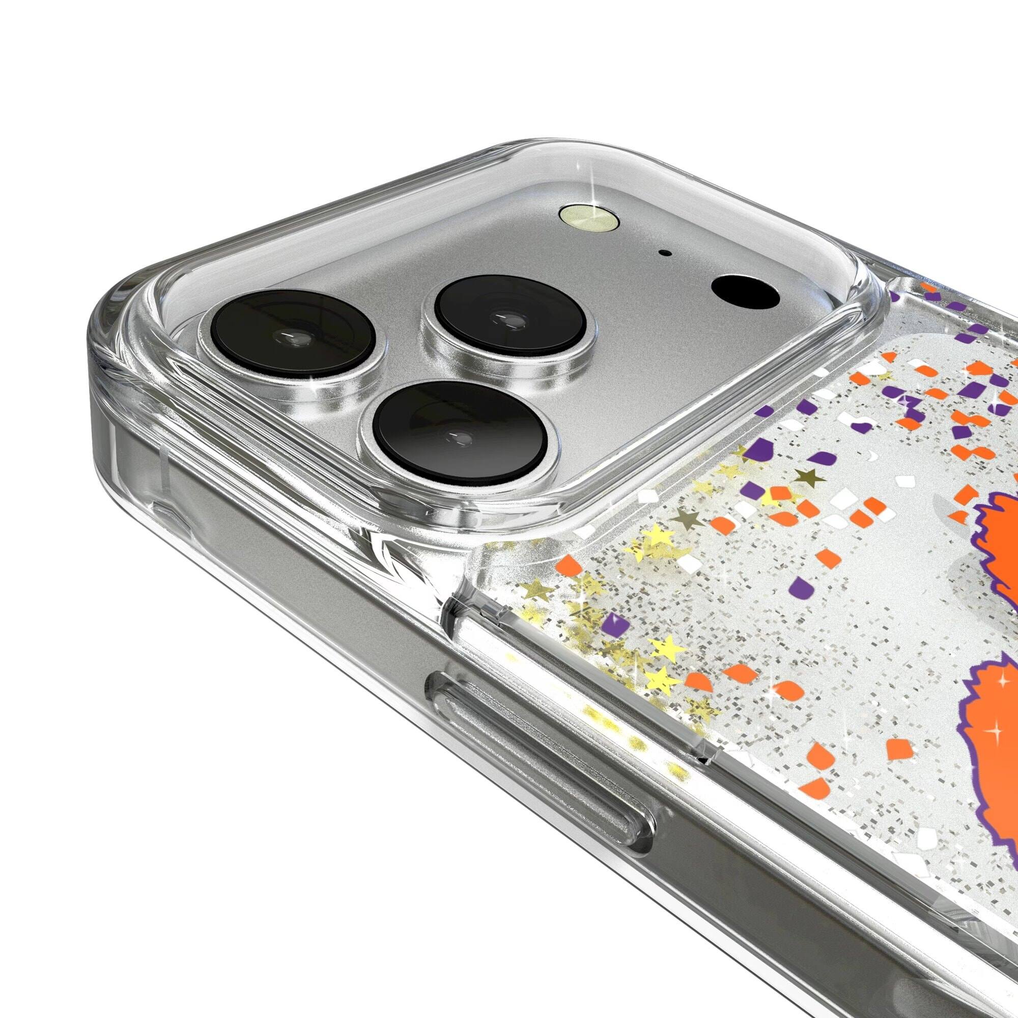 Alt View 2. Keyscaper - Clemson Tigers iPhone Glitter Confetti Design Case - 16 Pro - Multicolor.