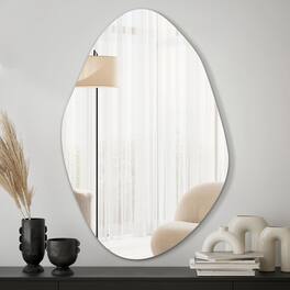 TECH SAFARI - Irregular Asymmetrical Wall Mirror For Living Room Bathroom Entryway Modern Decorative Hanging hook Style - Frameless 36"L x 24"W