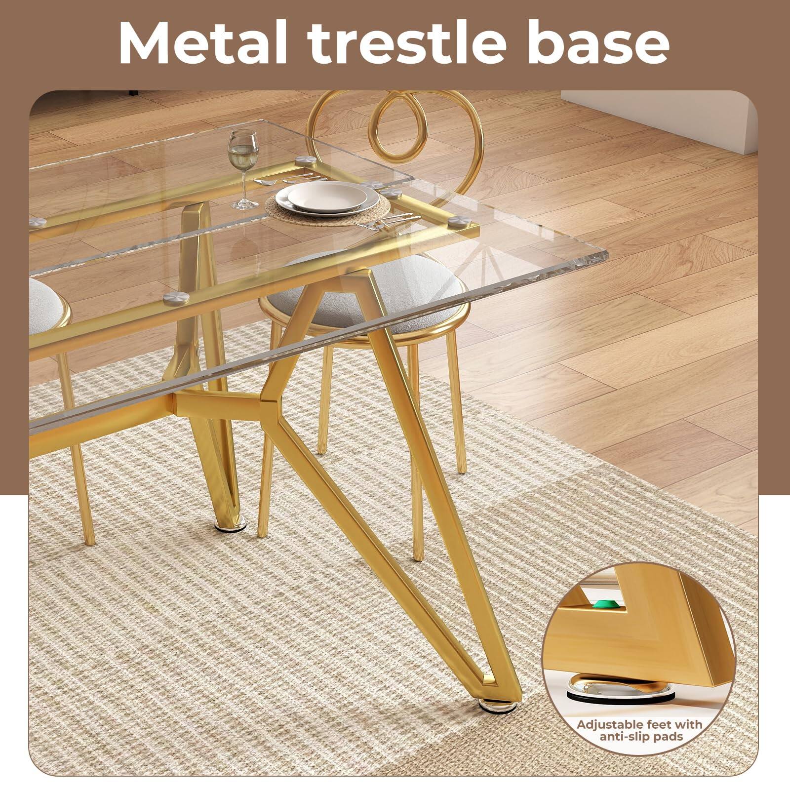 Metal trestle base

Adjustable feet with anti-slip pads