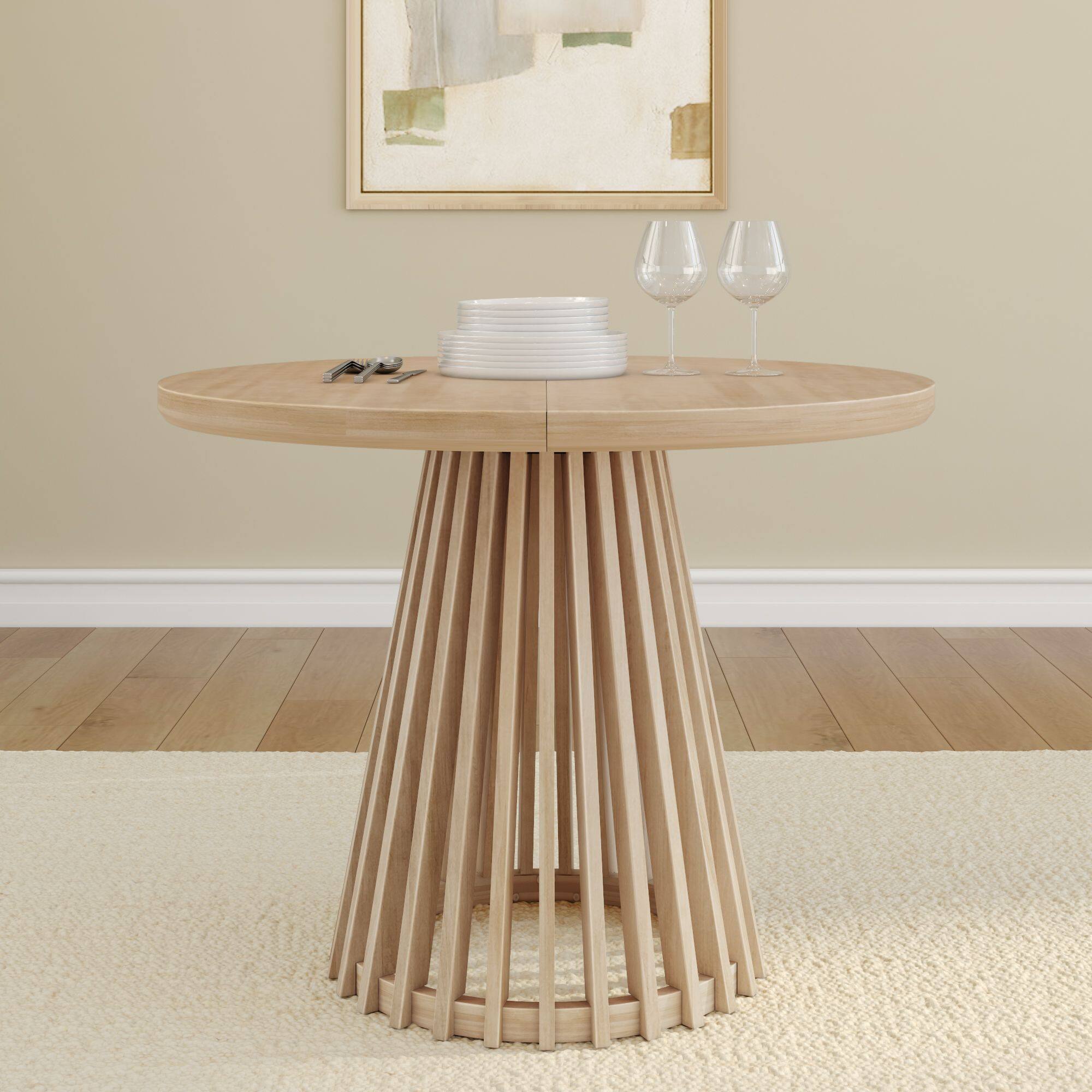 Alt View 1. Plank+Beam - Lido Round Dining Table (38in / 966mm)|| Blonde - Blonde.