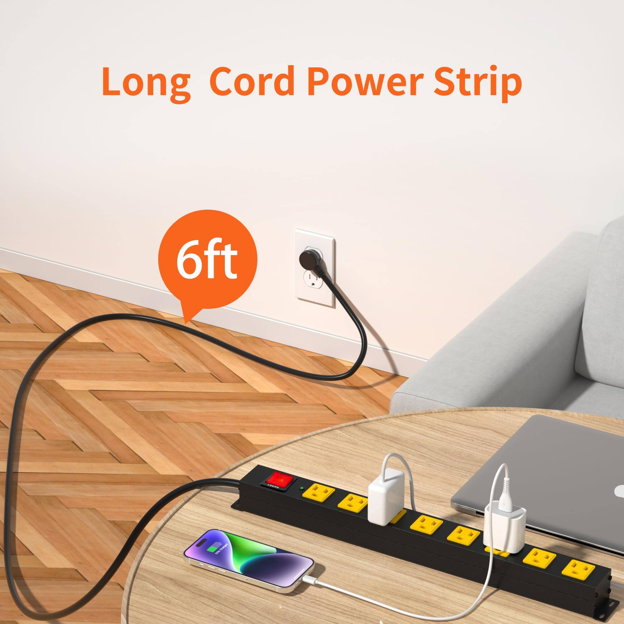 Long Cord Power Strip 6ft