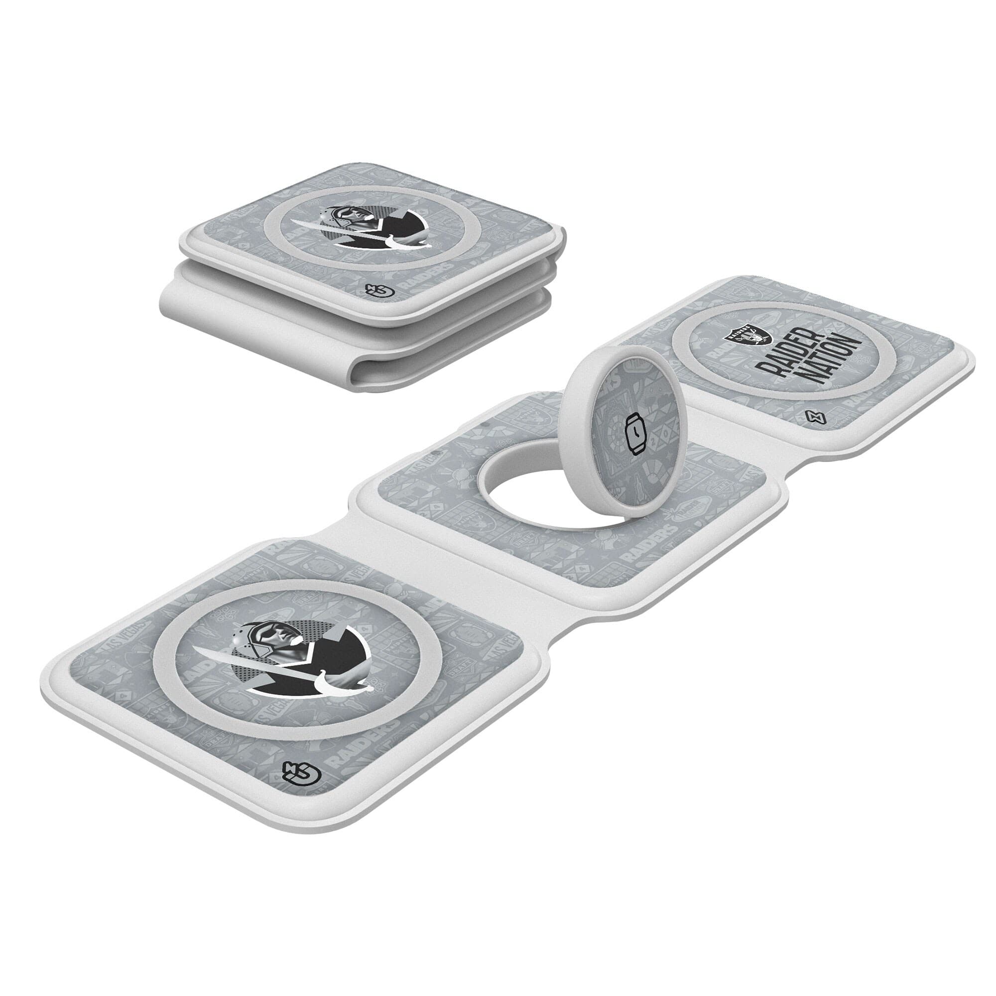 Keyscaper - White Las Vegas Raiders 3-in-1 Foldable Charger - White