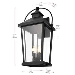Elegant Lighting - Luz 24 inch Outdoor Wall sconce in Black - Black And Clear