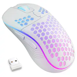 Cozy Serene - Wireless Mouse Rechargeable USB LED Black Gaming 2.4g Cordless Rgb Game Mice With - Wireless - Wireless_White