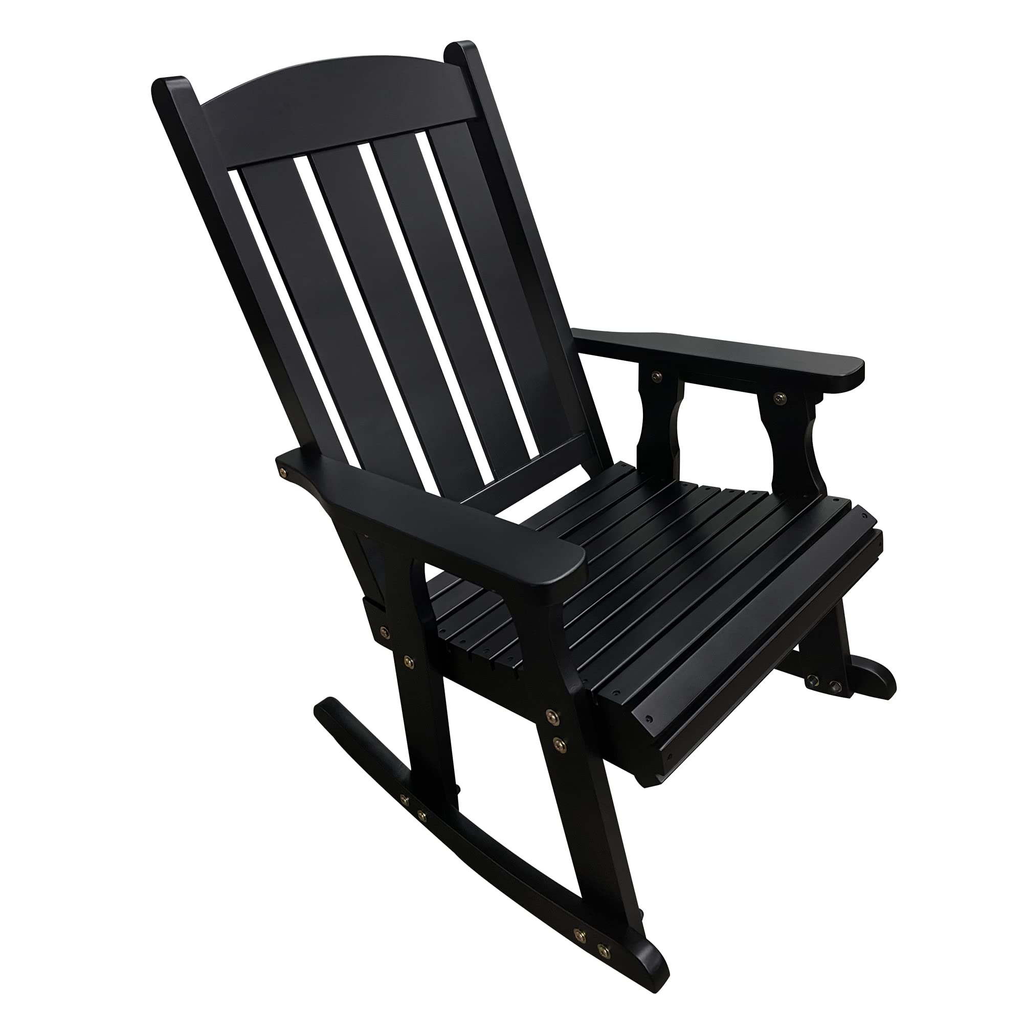 Alt View 6. Fortune Candy - Wooden Patio Rocking Chair with Comfortable Backrest and Deep Contoured Seat, for Both Outdoor and Indoor - Carbon Black.