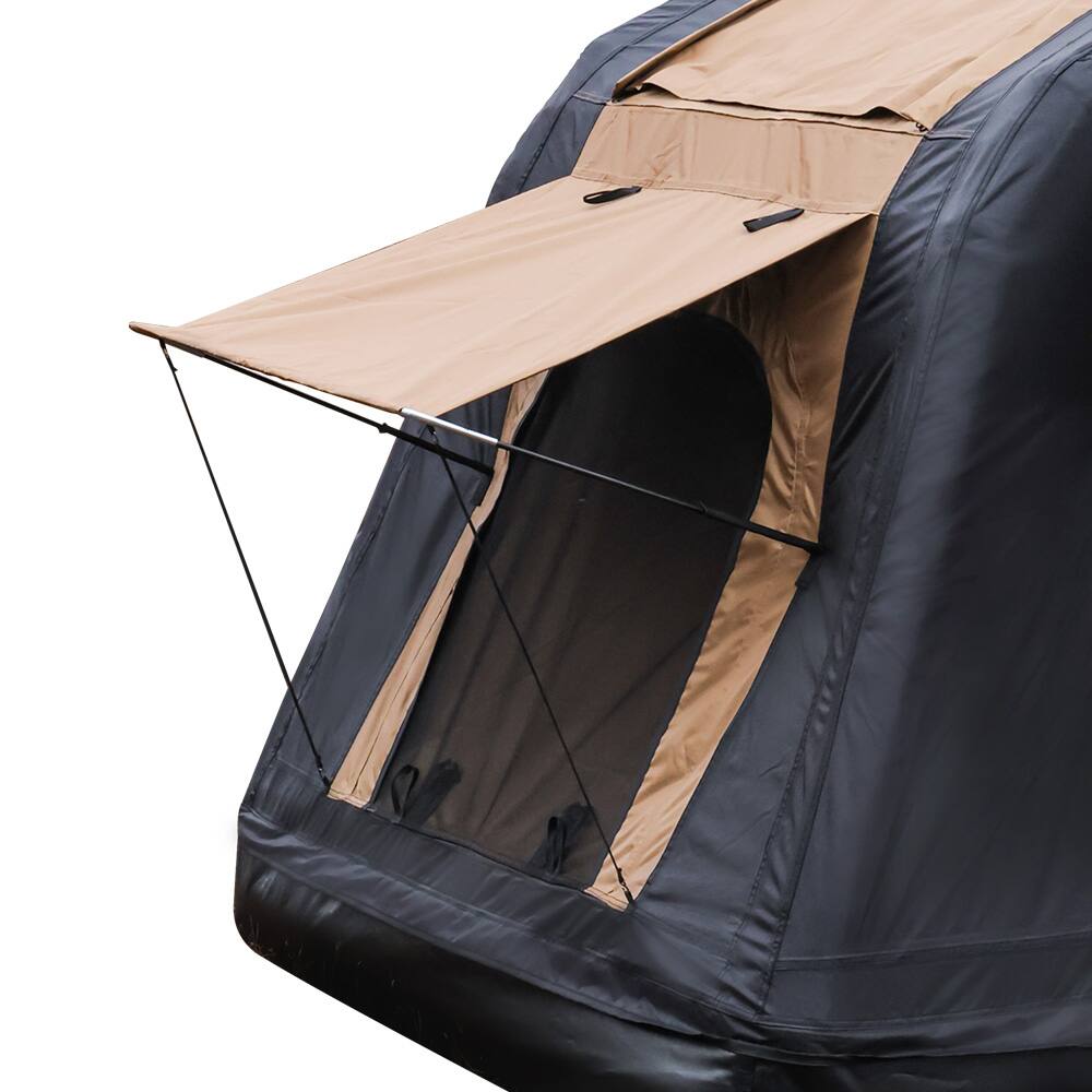 Back. APRILSOUL - Foldable 2 3 People Amphibious Inflatable Car Roof Top Tent SUV Truck No Ladder Two tone Khaki Black - Yellow.
