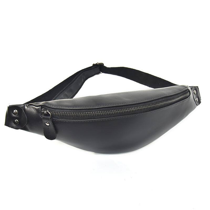 Back. Steel Horse Leather - Sigrid Smooth Black Leather Waist Bag - Black.