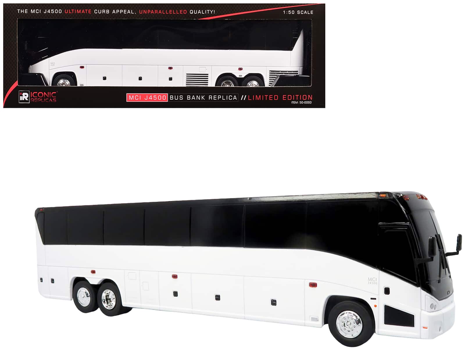 MCI J4500 Coach Bus Blank White Limited Edition 1/50 Model by Iconic Replicas - Multi