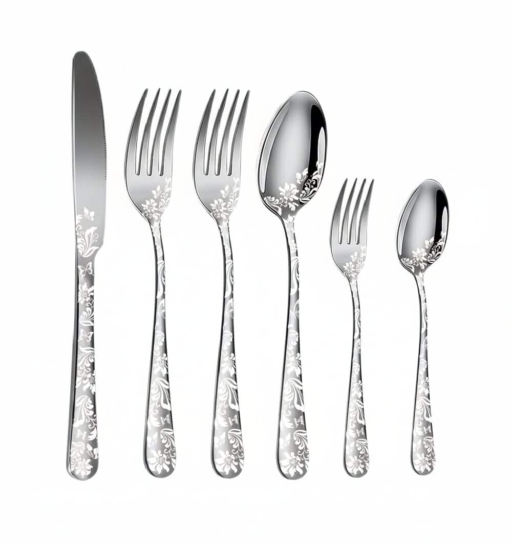 Dazzed Corner - Silverware Set for 4, 20 Piece Stainless Steel Flatware Set - Silver