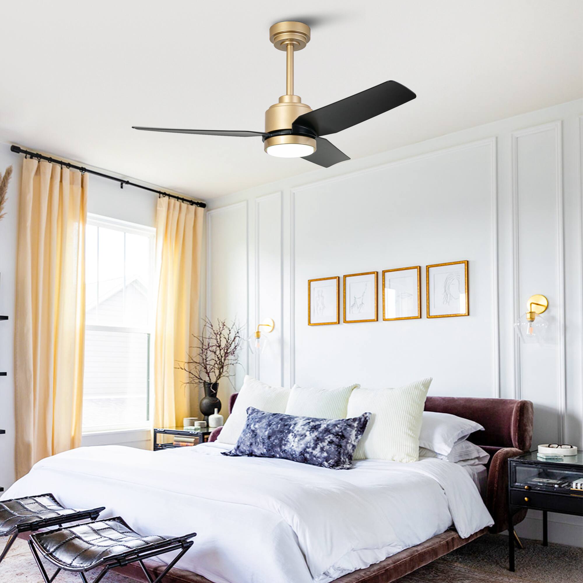 Back. Vaczon - 42" Modern Gold ABS 3-Blade Smart Ceiling Fan with Light and APP Control - Gold.