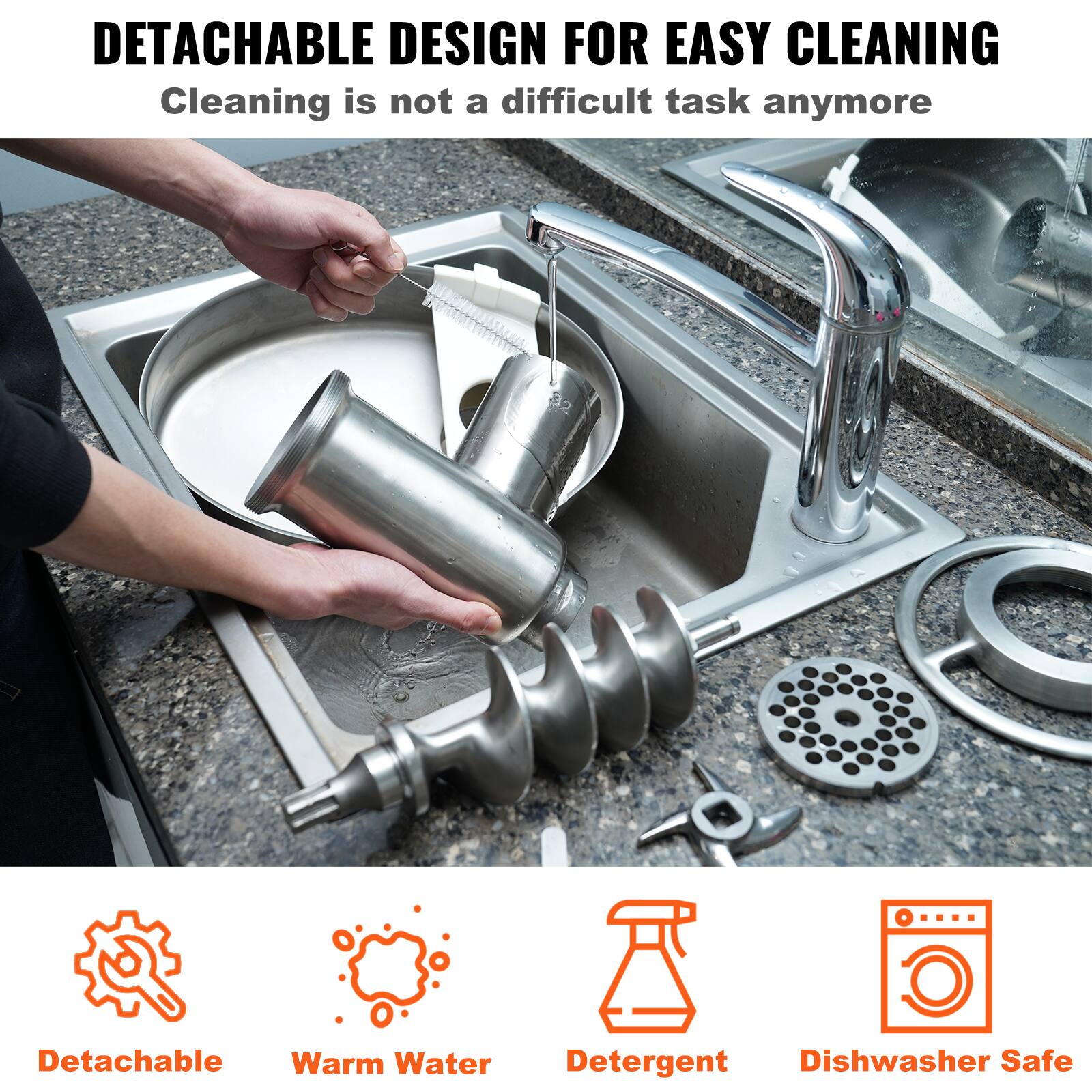 DETACHABLE DESIGN FOR EASY CLEANING
Cleaning is not a difficult task anymore
Detachable
Warm Water
Detergent
Dishwasher Safe