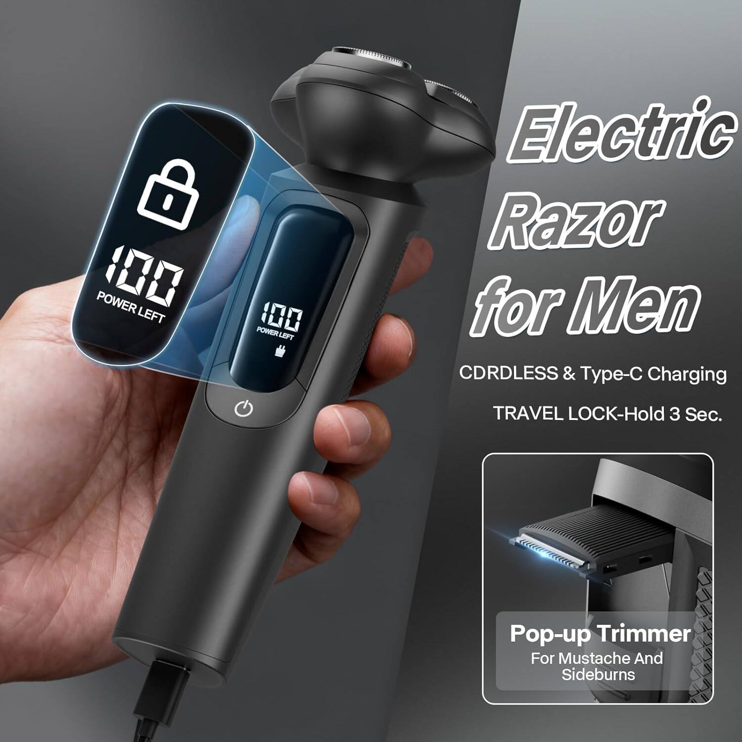 Dazzed Corner Electric Razor for Men – IPX8 Waterproof, 3D Flex Blades ...
