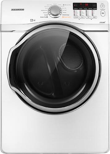 Front Standard. Samsung - 7.4 Cu. Ft. 13-Cycle Steam Gas Dryer - White.