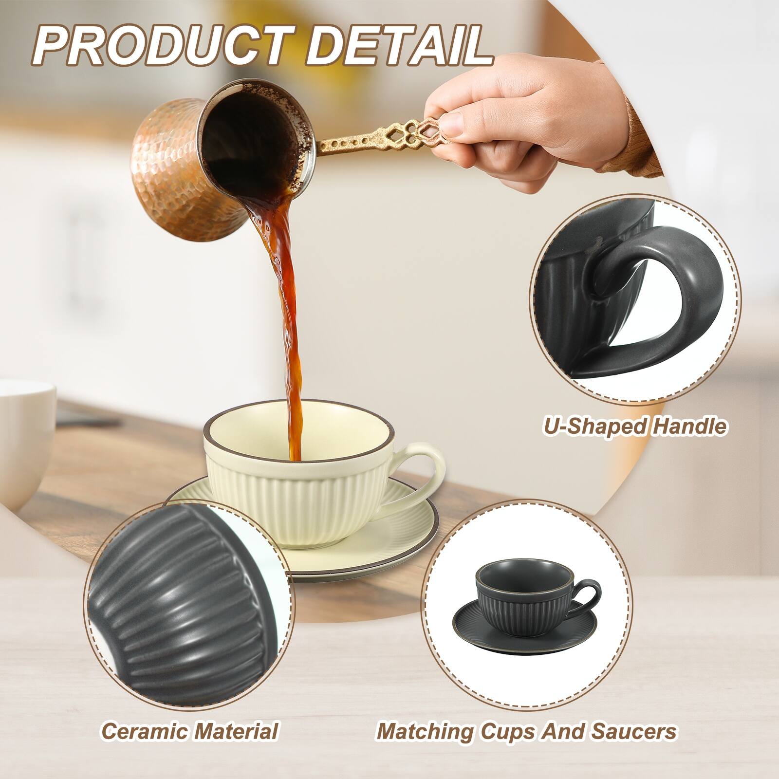 PRODUCT DETAIL

- U-Shaped Handle
- Ceramic Material
- Matching Cups And Saucers