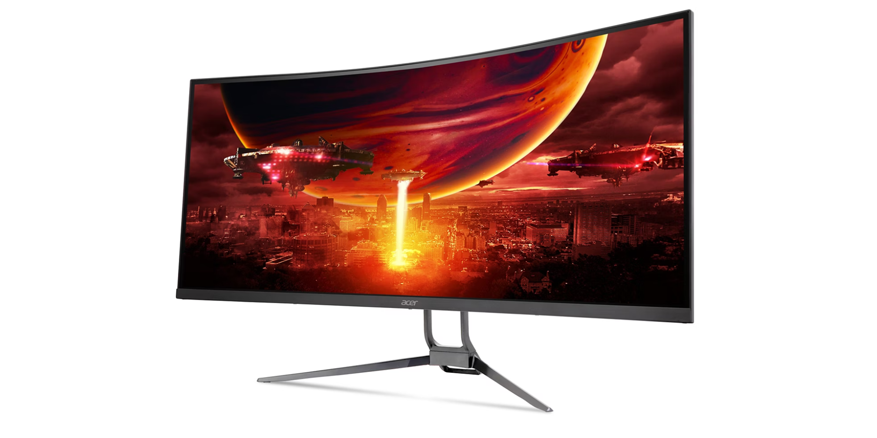 Angle. Acer - Nitro Premium Gaming Monitor 34” Curved QHD 180Hz 1ms FreeSync (DisplayPort, HDMI) - Black - Black.