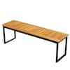 Front. Costway - 51" Wooden Outdoor Bench Patio Dining Bench with Acacia Wood Seat - Natural + Black.