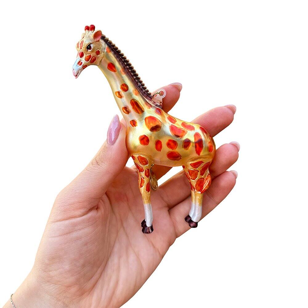 Back. OrnamentallyYou - Giraffe Glass Christmas Ornament - Multi-colored.