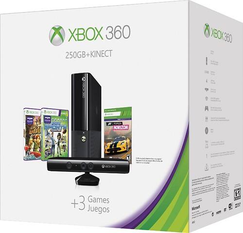 Video game - Microsoft Xbox 360 S + Kinect + 3 Jogos (250GB / NTSC