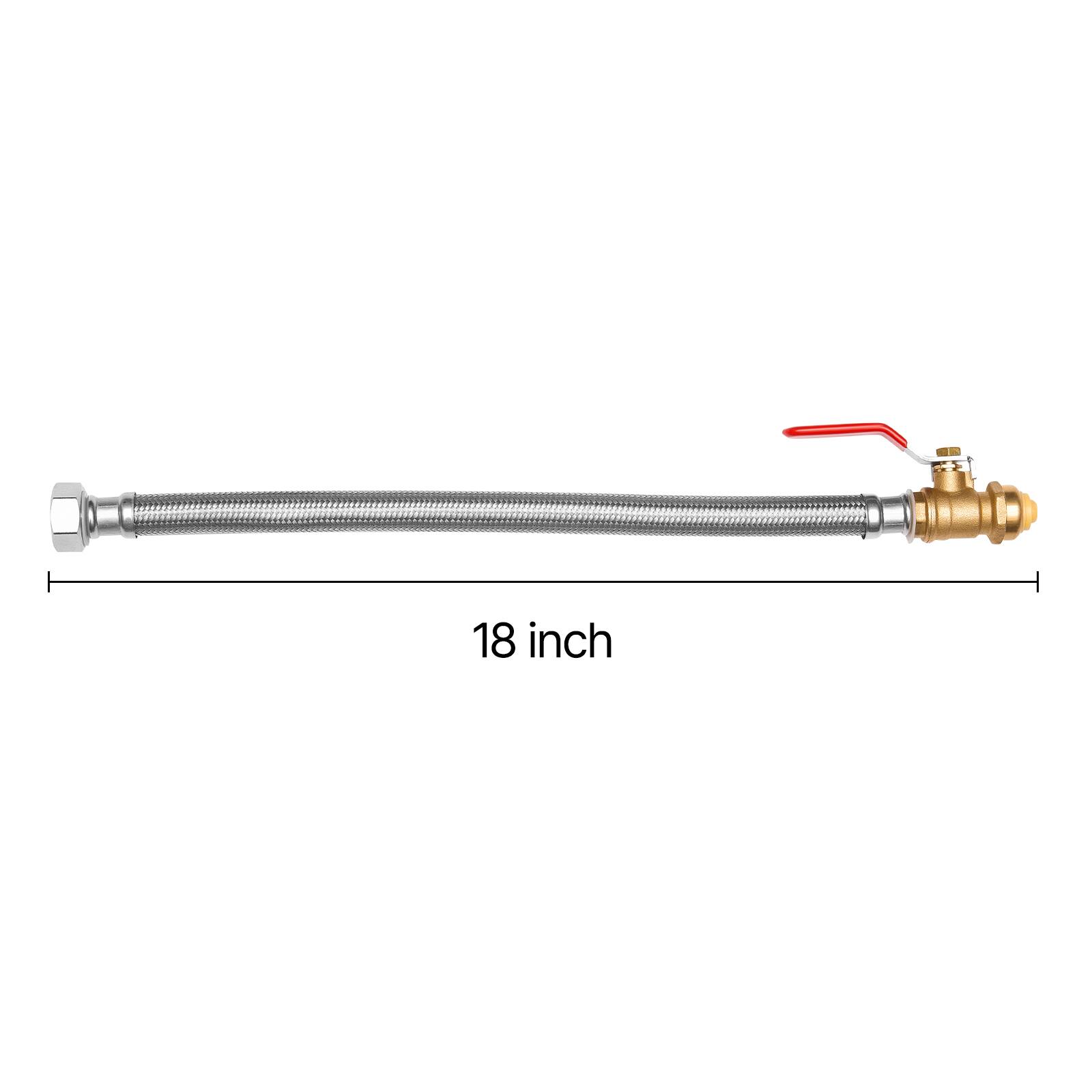 Alt View 4. VEVOR - Water Heater Kit, Push-Fit Valve Flexible Water Heater Connector with 3/4" FIP x 1/2" PTC Ball Valve - Copper.