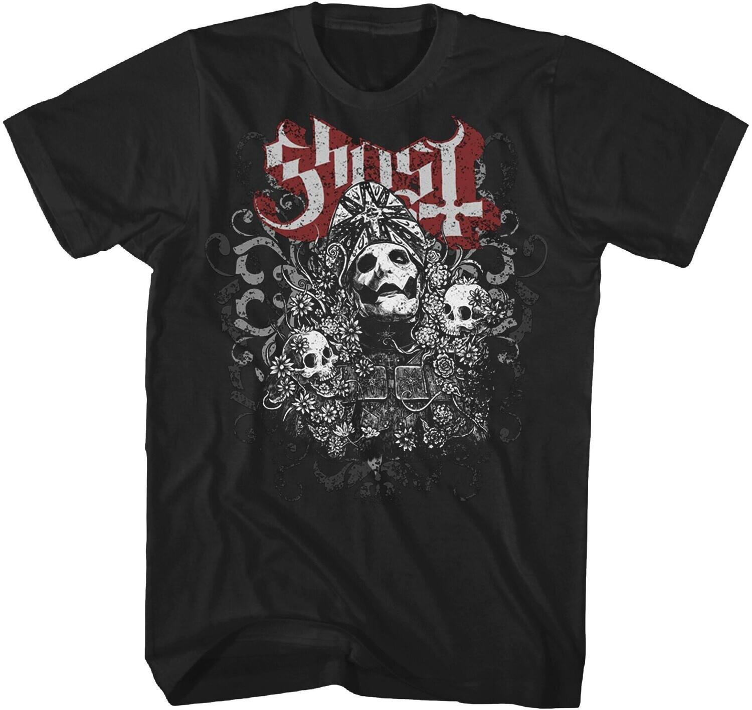 Front. PopMarket - Ghost - Ghost - Papa Skull Faces T-Shirt - 2XL Black TS4406GOSA5   - APPAREL - Multicolor.