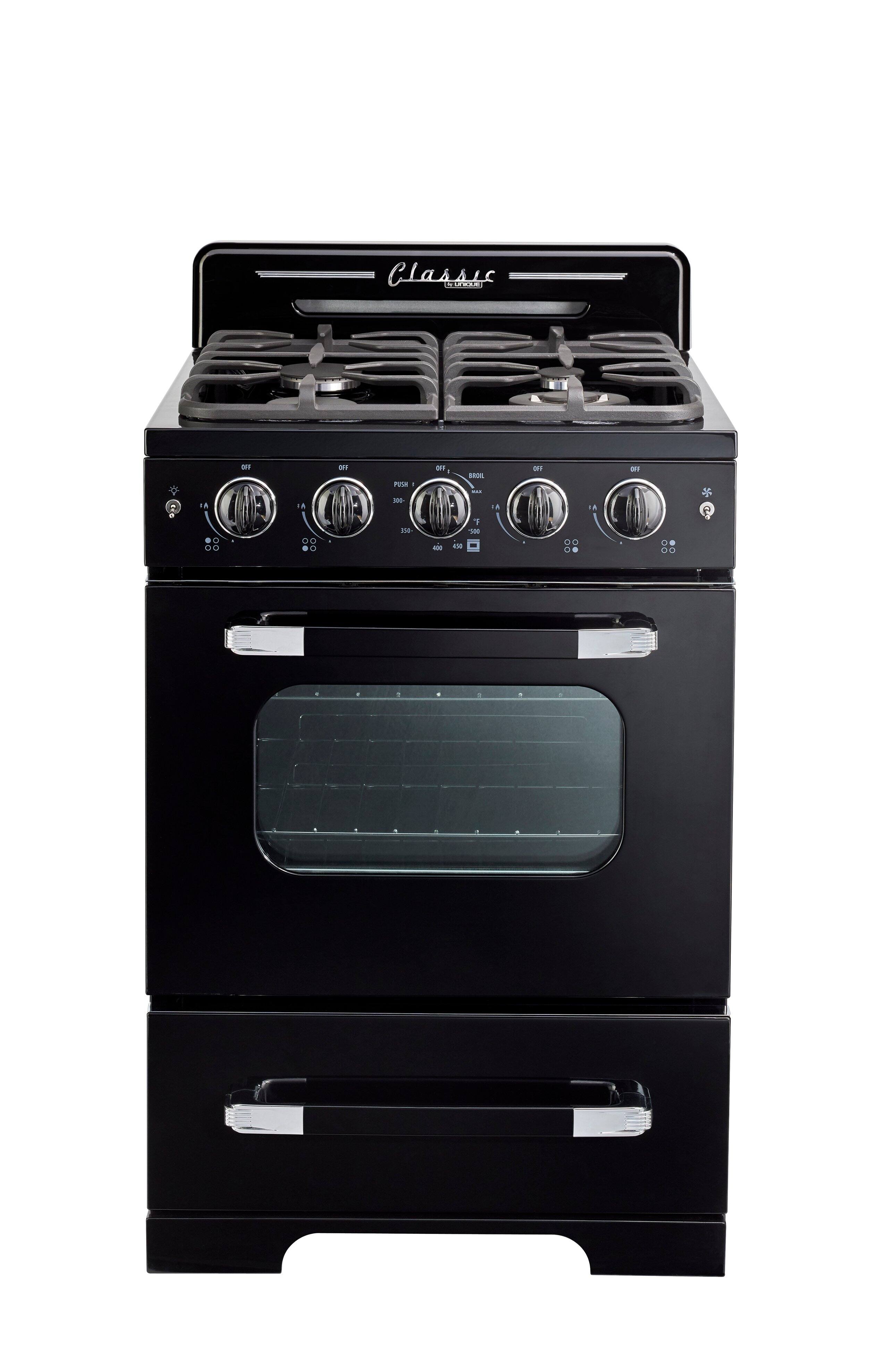 Unique Appliances - Classic Retro 2.9 Cu. Ft. Freestanding Gas Convection Range - Midnight Black - Front_Zoom