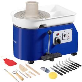 VEVOR - Pottery Wheel, 350W, 11 in Clay Wheel Forming Machine, 60-300 RPM Adjustable Speed with Handle and Pedal Control - Blue