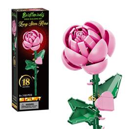 Brickcraft - Bricktanicals Long Stem Pink Rose 102 Pieces Building Set - Multi-Colored