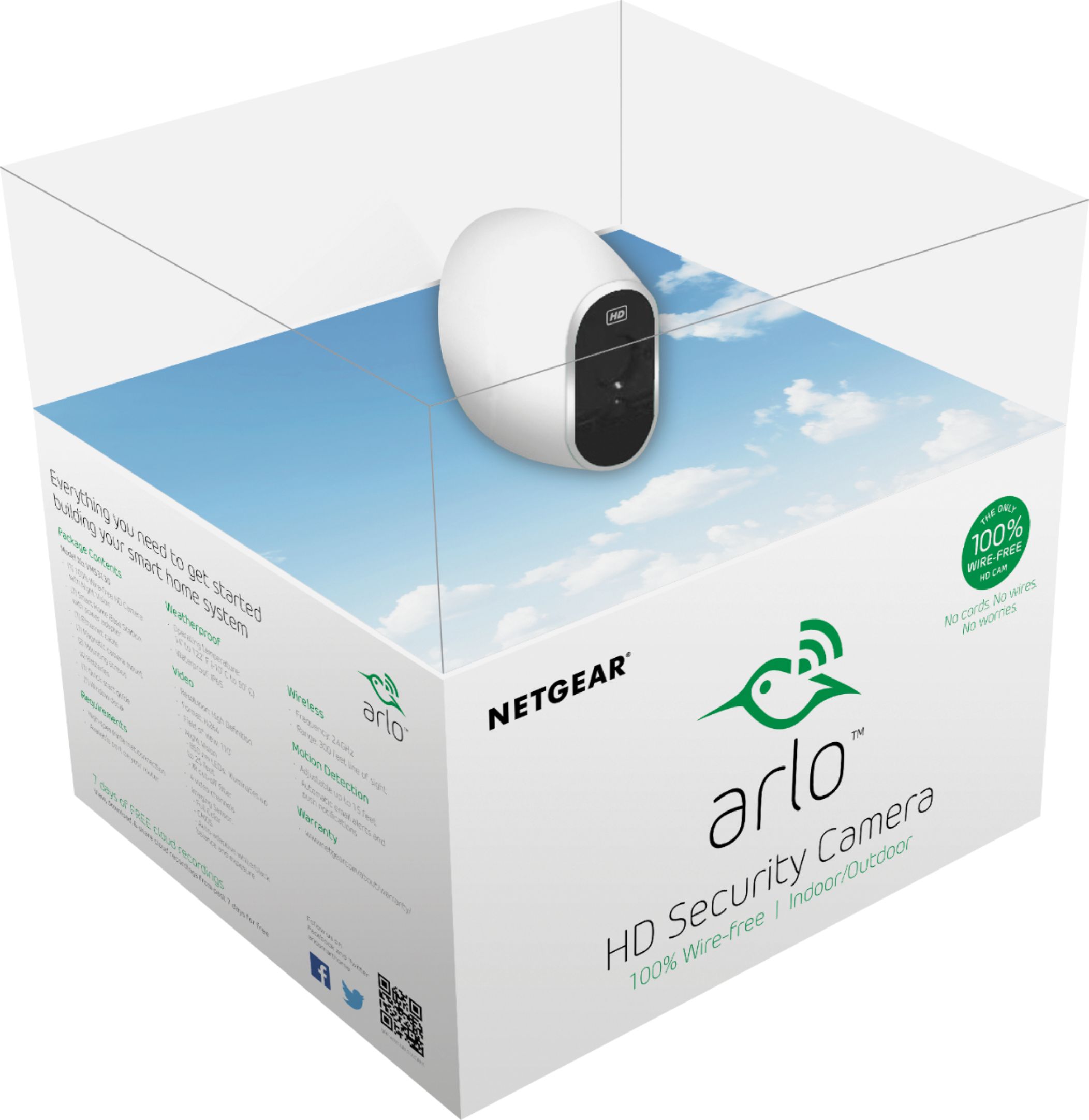 Vred voldtage højt Best Buy: NETGEAR Arlo Smart Home Indoor/Outdoor Wireless High-Definition  IP Security Camera White/Black VMS3130-100NAS