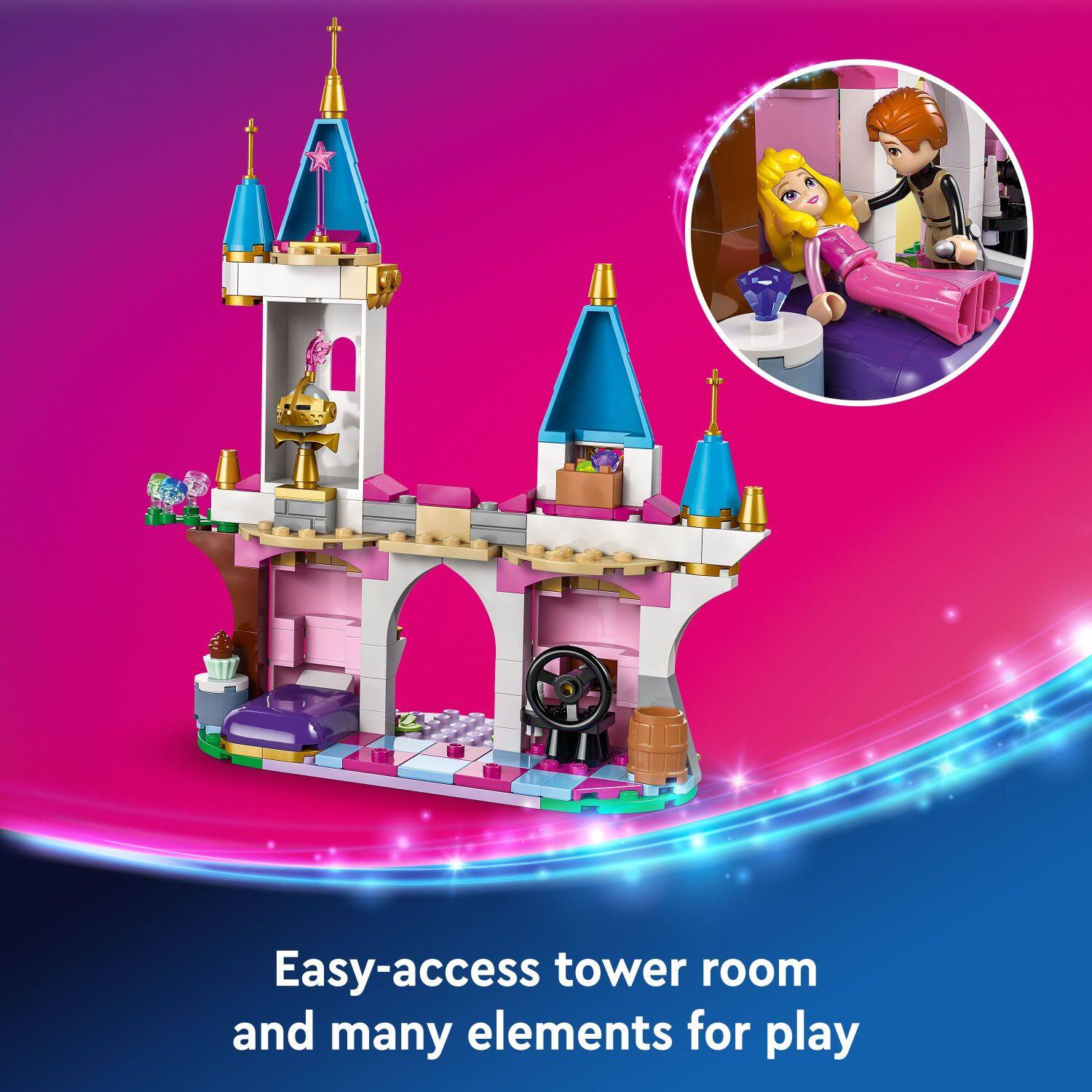 Easy-access tower room and many elements for play.