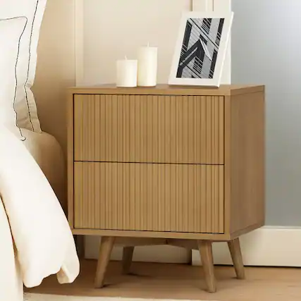 Front. Teamson Home - Teamson Home Tremolo 2-Drawer Nightstand, Natural - Natural.