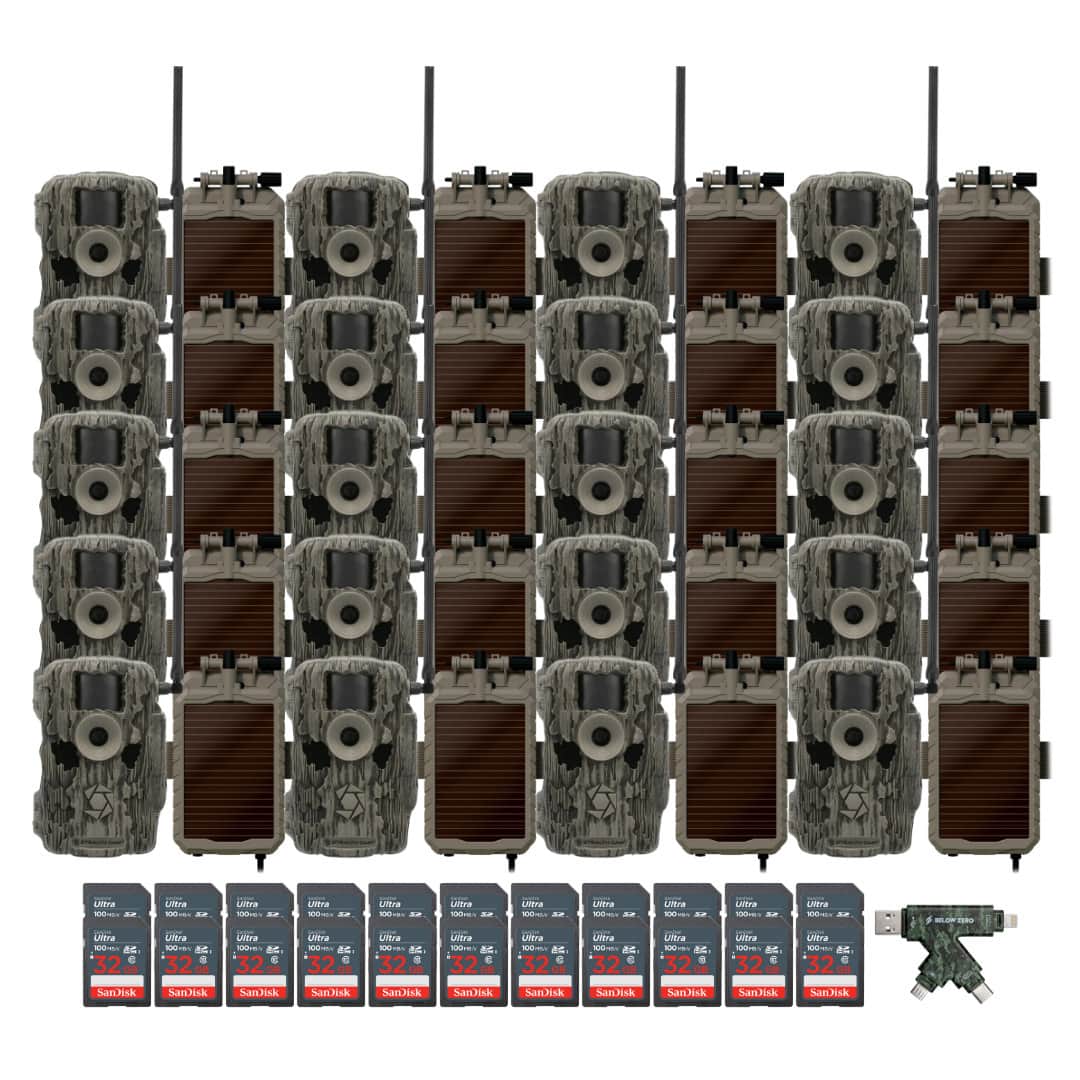 Stealth Cam - (Twenty) Fusion MAX Dual Sim 36MP Trail Camera with Solar Power Panel Battery Camera Holder