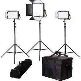 Ikarao - Ikan Lyra Bi-Color 3-Point Soft Panel LED Light Kit, Includes 1x LB10 LED Light, 2x LB5 LED Light, 3x HD Stand, 3x Barn