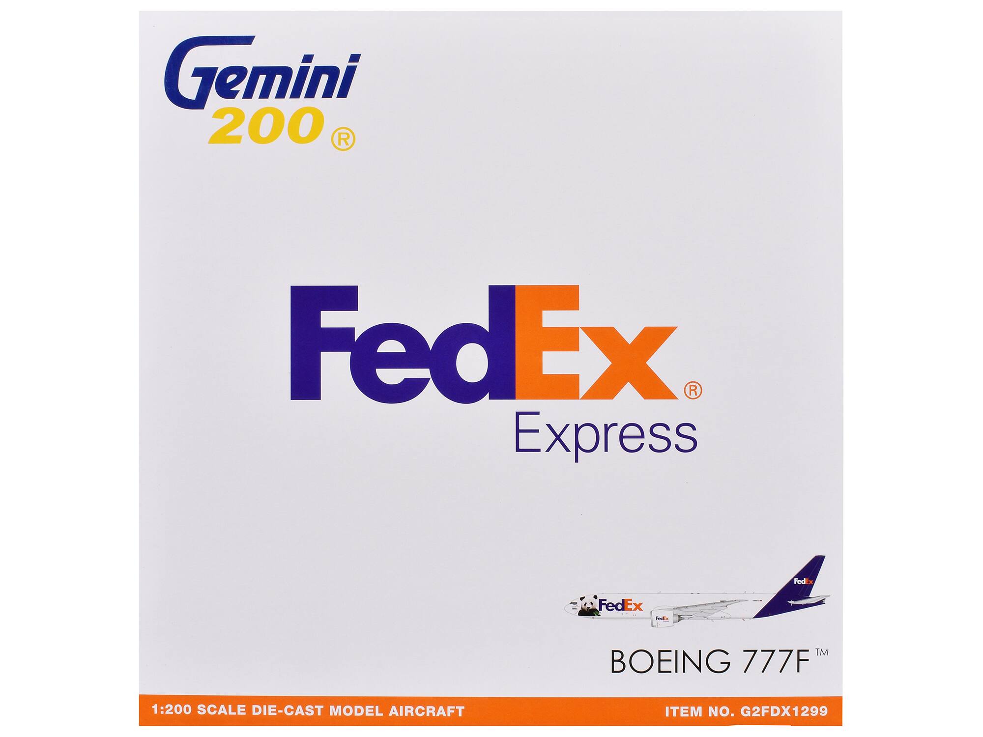 Gemini 200  
FedEx Express  
BOEING 777F  
1:200 SCALE DIE-CAST MODEL AIRCRAFT  
ITEM NO. G2FDX1299