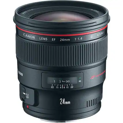 CANON LENS EF 1:1.4 L 24mm II USM 3N01 3 1 I 22 10 3 8 I 11 4 4 11 22 ft m ds ULTRASON AF MF 24mm mm