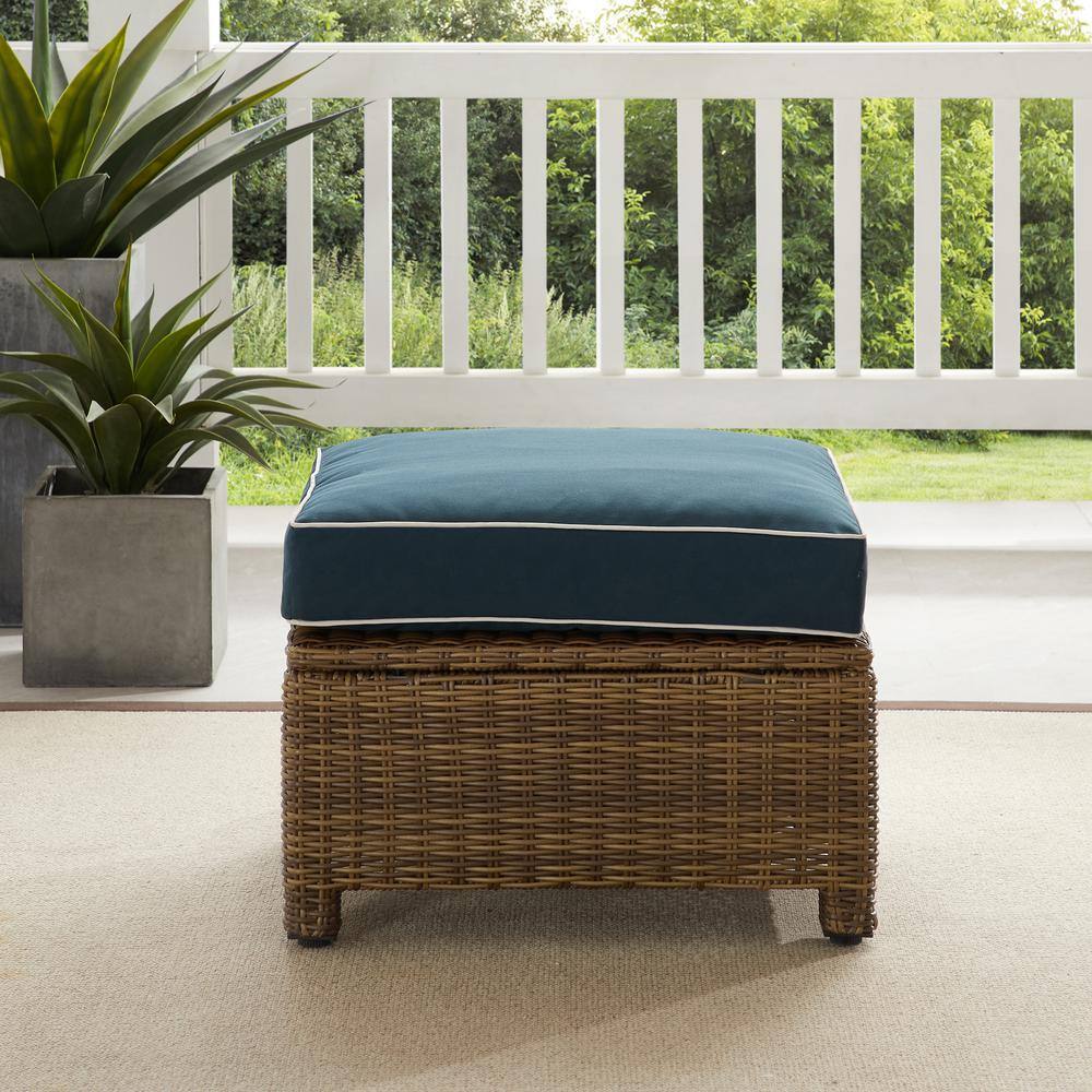 Alt View 6. Crosley Furniture - Bradenton Wicker Outdoor Ottoman - Navy.