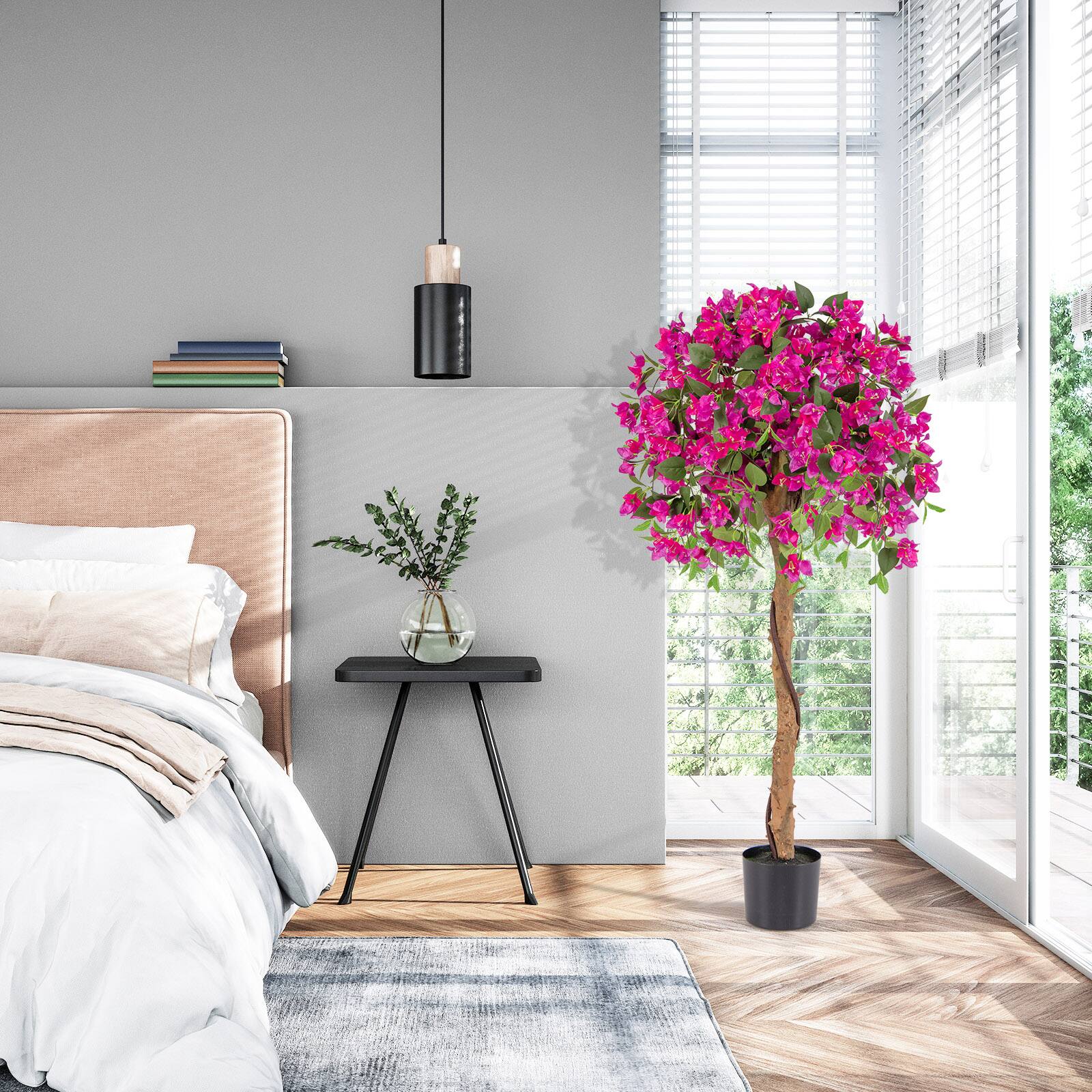 Alt View 1. Costway - Costway 4.5FT Artificial Tree Azalea Artificial Tree w/ Plastic Pot for Indoor & Outdoor - Red.