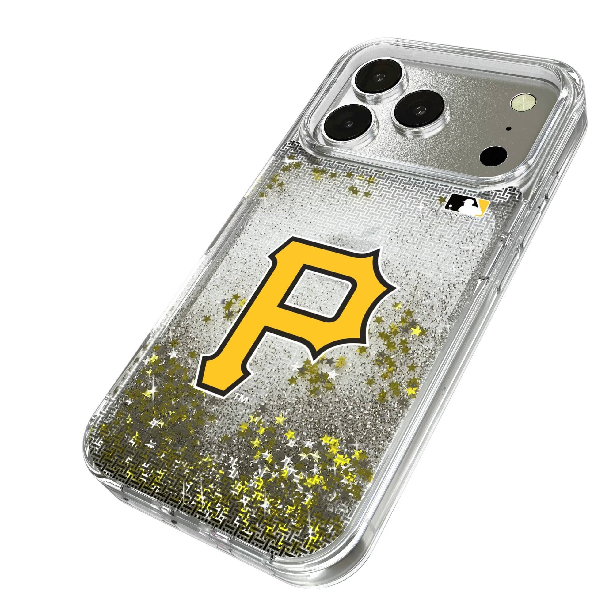 Alt View 1. Keyscaper - Pittsburgh Pirates Linen Logo iPhone Glitter Case - 16 - Multicolor.