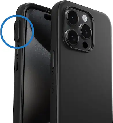 Front. OtterBox - OtterBox iPhone 15 Pro Symmetry Series with Enhanced Action Button - Black.