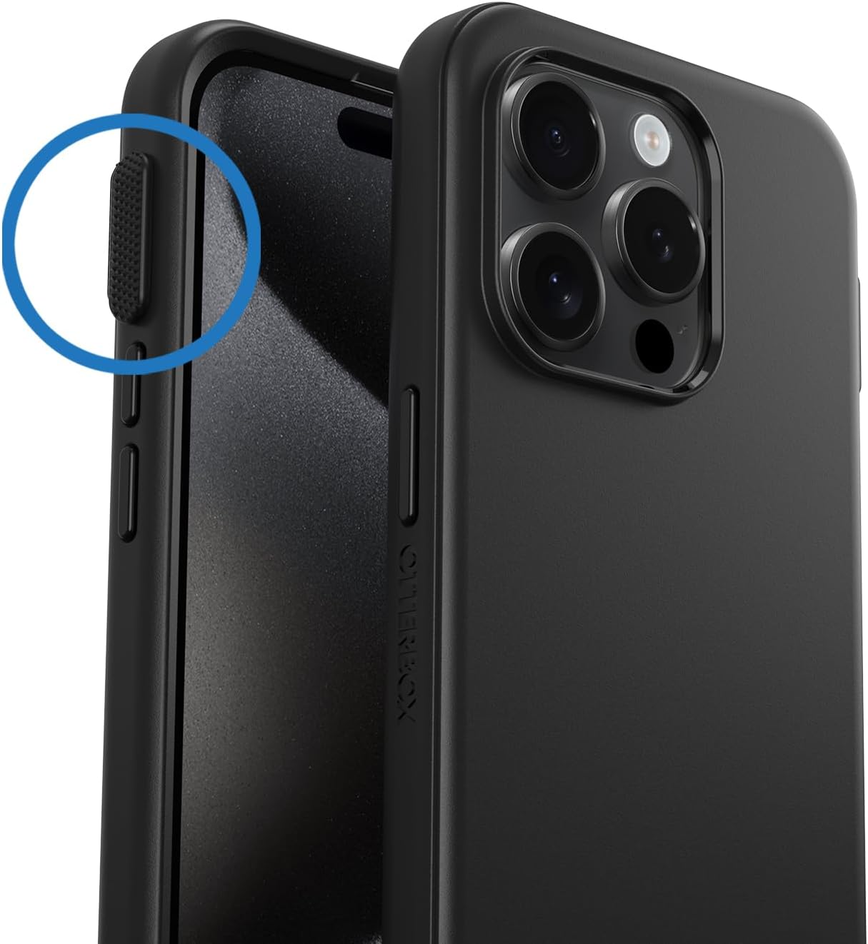 Front. OtterBox - OtterBox iPhone 15 Pro Symmetry Series with Enhanced Action Button - Black.