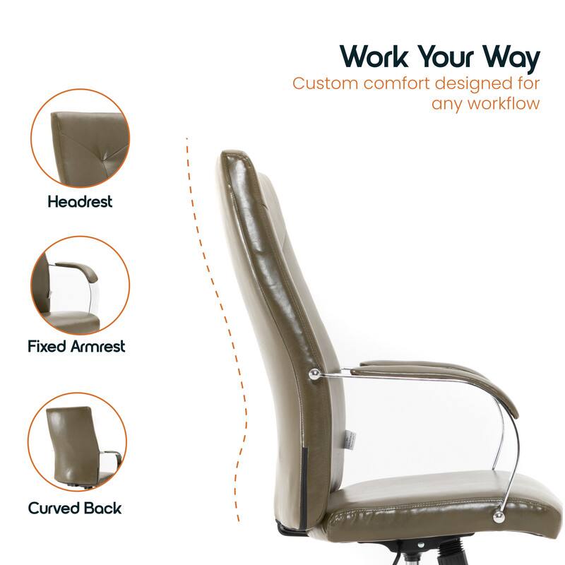 Work Your Way  
Custom comfort designed for any workflow  

- Headrest  
- Fixed Armrest  
- Curved Back