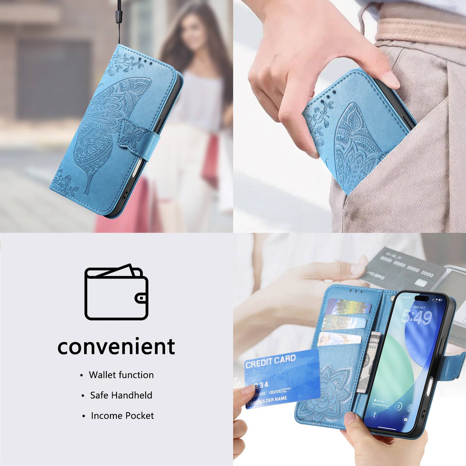 - 0000 0000 -O 0000 convenient Wallet function Safe Handheld Income Pocket CREDIT CARD 34 4 CO 100D 00/DO NAME ANDHOLDER REN * - M 5:49