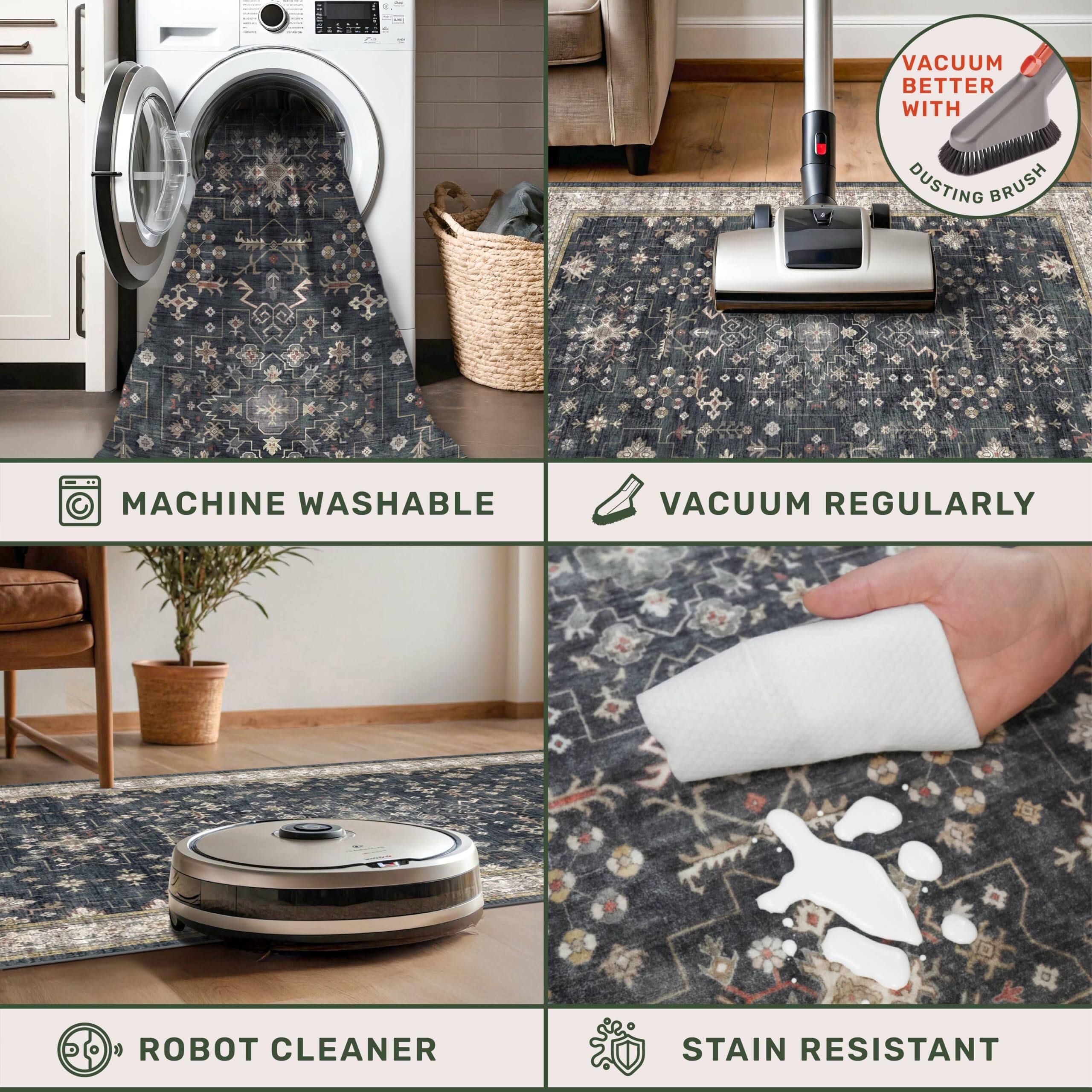 - MACHINE WASHABLE
- VACUUM BETTER WITH DUSTING BRUSH
- VACUUM REGULARLY
- ROBOT CLEANER
- STAIN RESISTANT