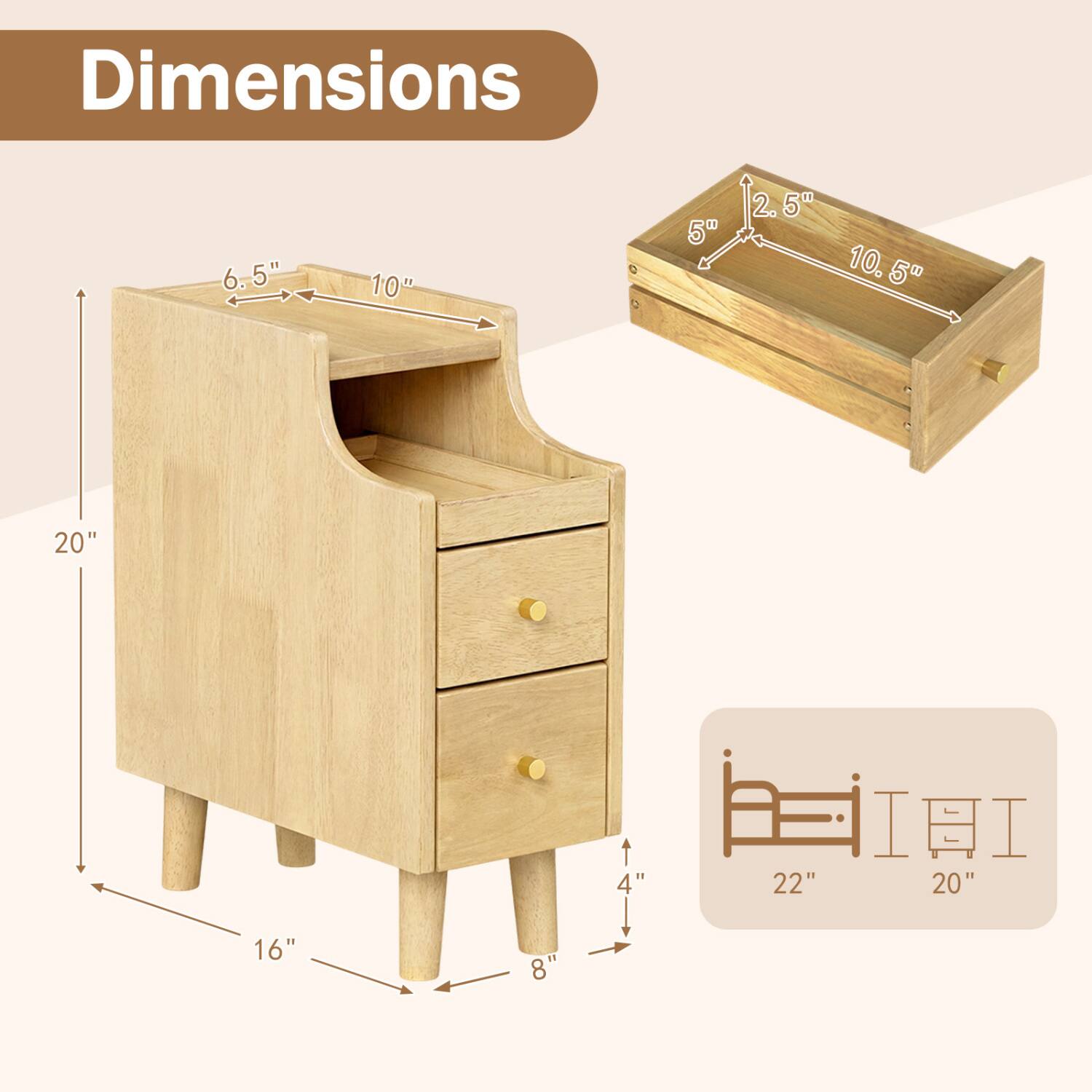 Dimensions
6.5" x 10" x 20" x 16" x 8"
2.5" x 5" x 10.5"
4" x 22" x 20"